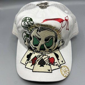 Vintage Cliff Raven Hat White Ed Hardy Japanese tattoo Snap back Trucker Cap 90s